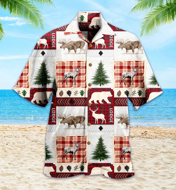 Hunting Bear Red Hawaiian Shirt 3D Summer Gifts