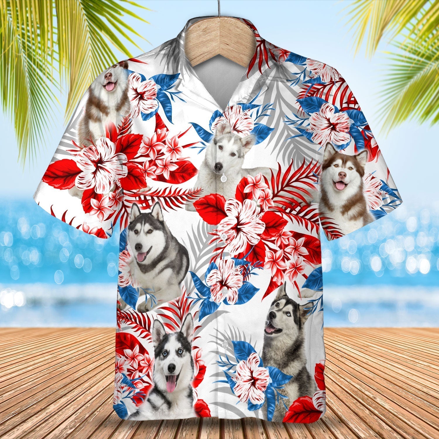Husky Hawaiian Shirt - Gift for Summer, Summer aloha shirt, Hawaiian shirt for Men and women