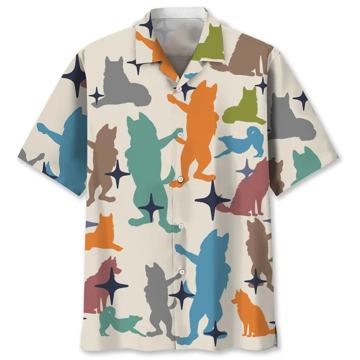 Husky vintage Hawaiian Shirt, Hawaiian shirt for men, Summer gift for Dog lovers