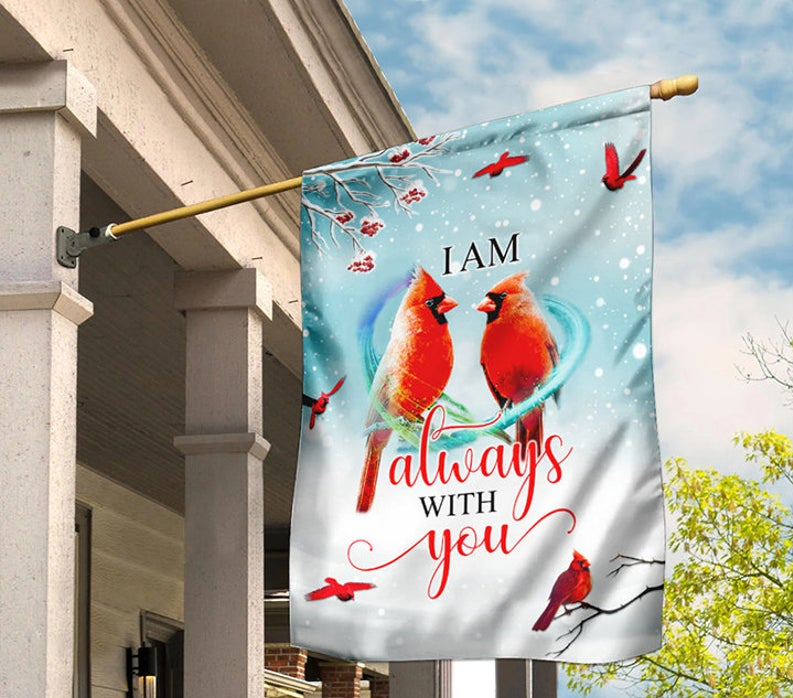 I Am Always With You Cardinal Flag Memorial Gift Decorative Outdoor Weather Resistant Double Sided Print Flag Yard Patio Lawn