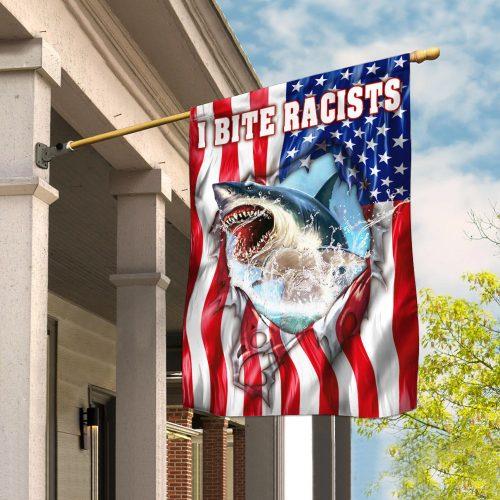 I Bite Racists American US Garden Flag, House Flag
