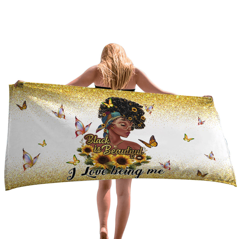 I Love Being Me Gliter Beach Towel, Towel Gift For Camping, Sports, Beach, Backpacking, Yoga, Gym, Travel Beach Towels for Women Men Girls