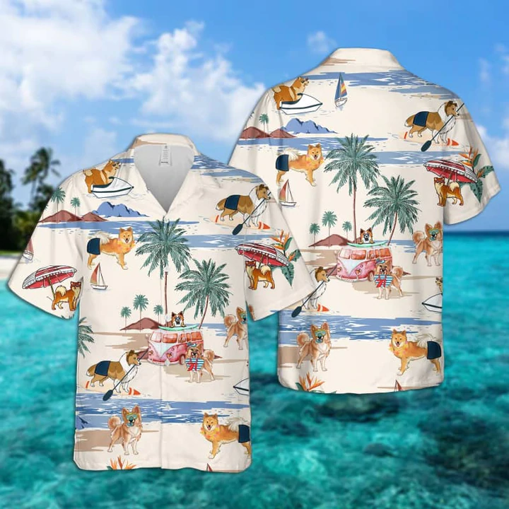 Icelandic Sheepdog Summer Beach Hawaiian Shirt, Hawaiian Shirts for Men Women Short Sleeve Aloha Beach Shirt