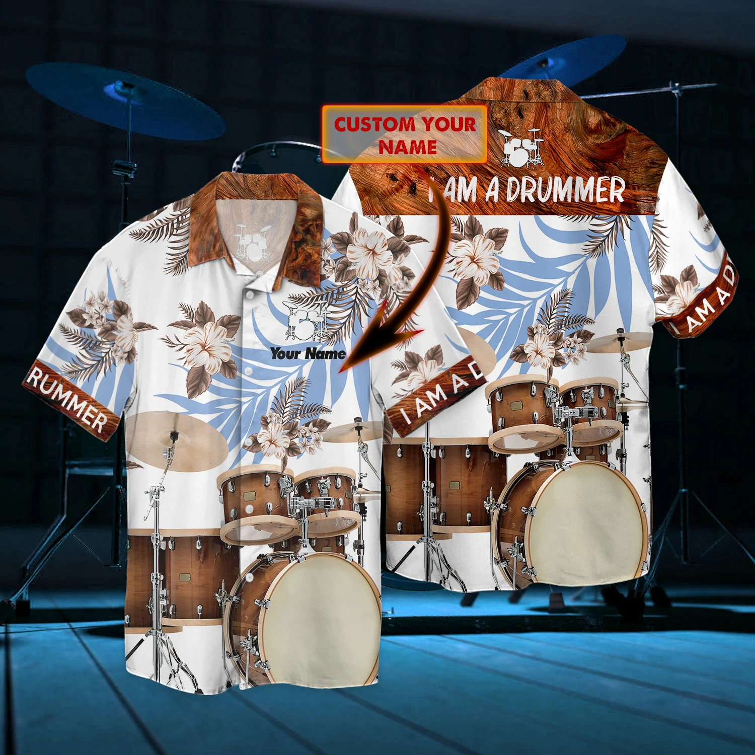 I'm a drumer hawaiian shirt - Personalized Name 3D Hawaiian