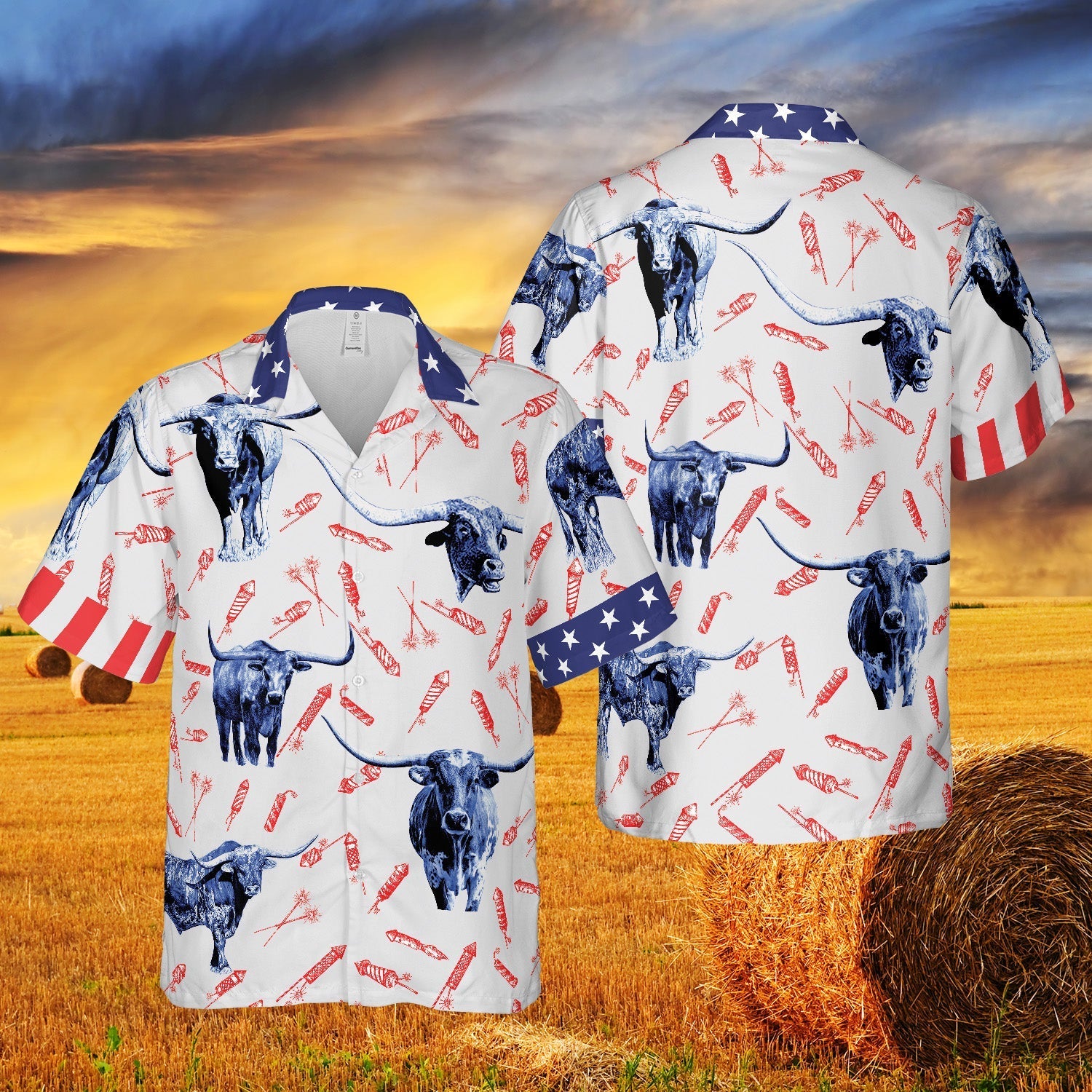 NFL Dallas Cowboys US Flag Demon Face Print 3D Hawaiian Shirts Custom Name  And Number - Freedomdesign