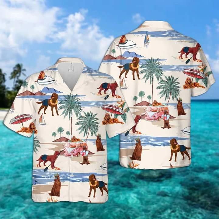 Irish Terrier Summer Beach Hawaiian Shirt, Hawaiian Shirts for Men Women Short Sleeve Aloha Beach Shirt