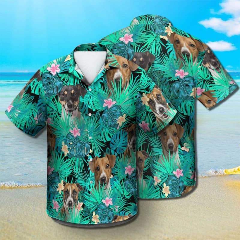 Jack Russell Terrier Hawaiian Shirt, Dog Summer Leaves Hawaiian Shirt, Unisex Print Aloha Short Sleeve Casual Shirt Summer Gifts