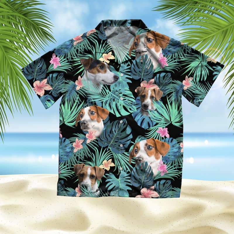 Jack Russell Terrier Hawaiian Shirt, Dog Summer Leaves Hawaiian Shirt, Unisex Print Aloha Short Sleeve Casual Shirt Summer Gifts