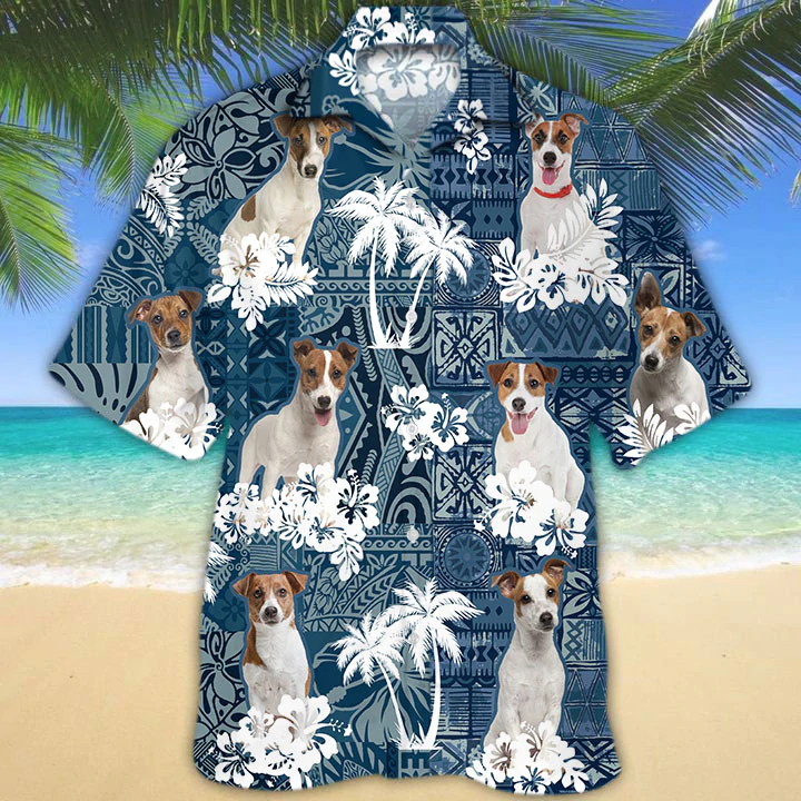 Jack Russell Terrier Hawaiian Shirt, Flower Dog Short Sleeve Hawaiian Aloha Shirt for Men, Women, Gift for summer