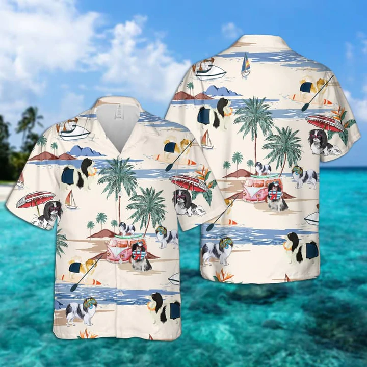 Japanese Chin Summer Beach Hawaiian Shirt, Hawaiian Shirts for Men Women Short Sleeve Aloha Beach Shirt