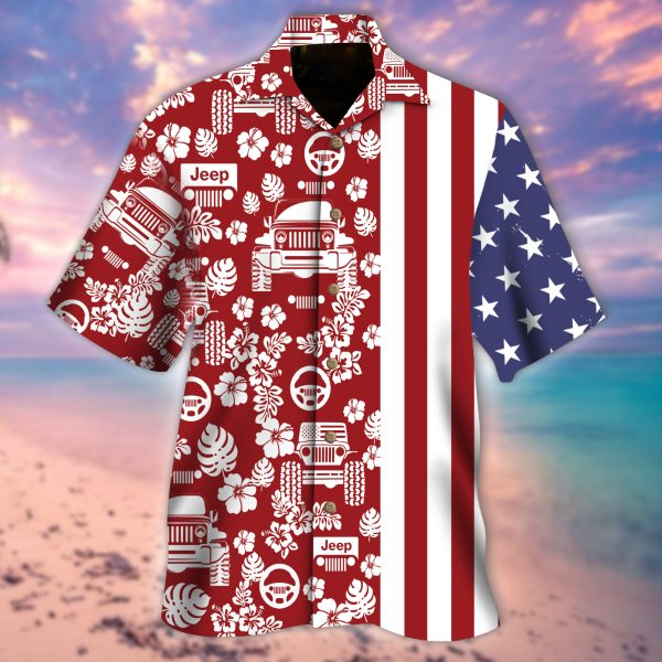 Jeep American 4th of july Hawaiian Shirt, Summer Hawaiian shirt For Men, Women