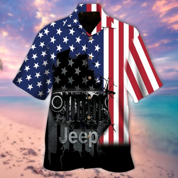 Jeep Merica Hawaiian Shirt, 4th of july Hawaiian Shirt, Summer Hawaiian shirt For Men, Women