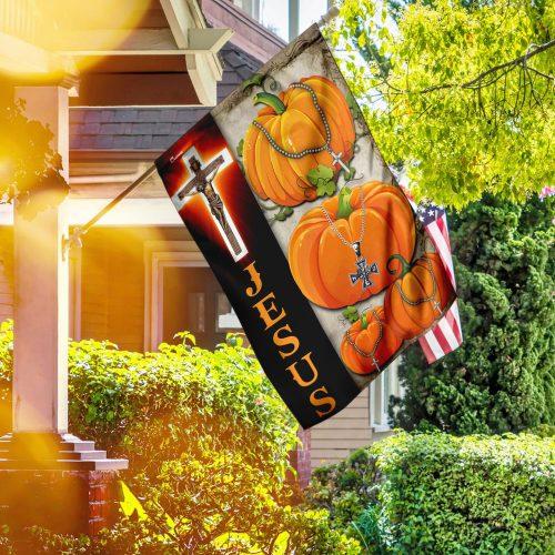 Jesus Pumpkin Garden Flag, House Flag