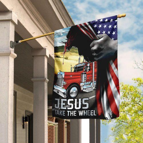 Jesus Take The Wheel Truck Driver Garden Flag, House Flag