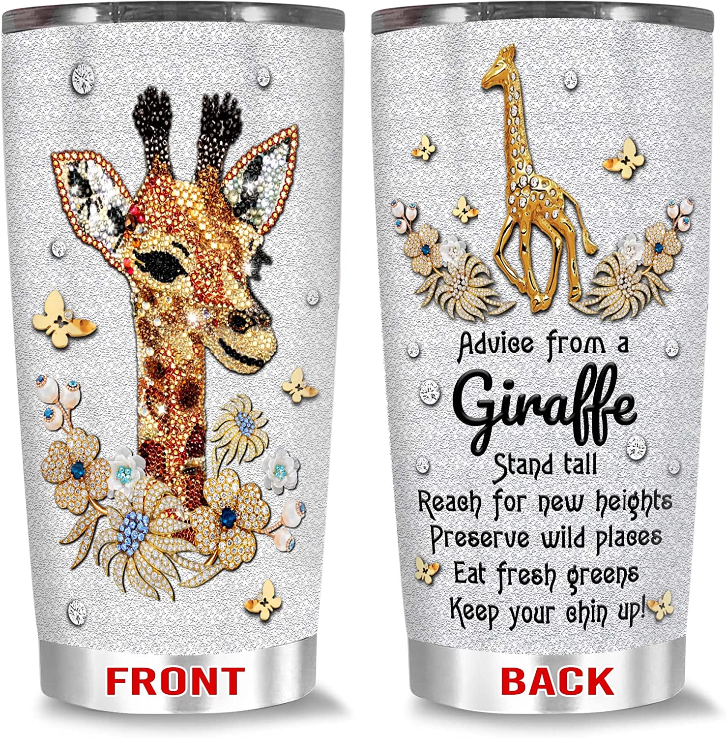 Jewelry Giraffe 20oz Tumbler, 3D Jewelry Giraffe Coffee Tumbler, Giraffe Advice Tumbler