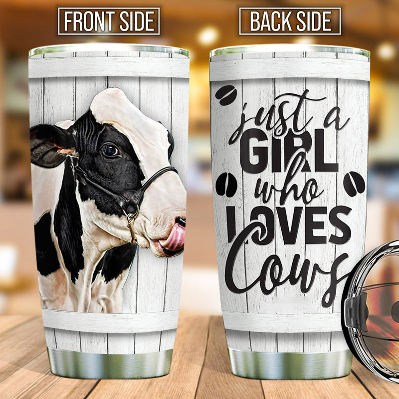 Just A Girl Who Loves Cows Coffee Mugs 20oz, Fun Cow Tumbler, Sunflower Tumbler