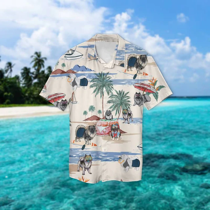 Keeshond Summer Beach Hawaiian Shirt, Hawaiian Shirts for Men Women Short Sleeve Aloha Beach Shirt