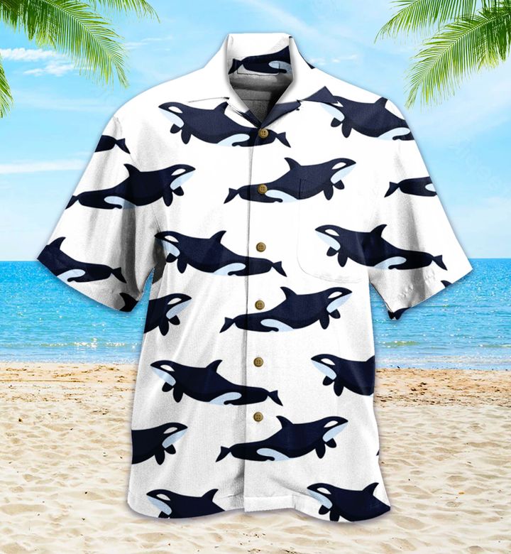 Killer Whale White Hawaiian Shirt 3D Summer Gifts