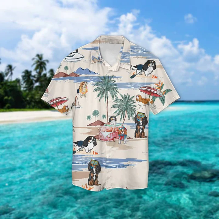 King Charles Summer Beach Hawaiian Shirt, Hawaiian Shirts for Men Women Short Sleeve Aloha Beach Shirt