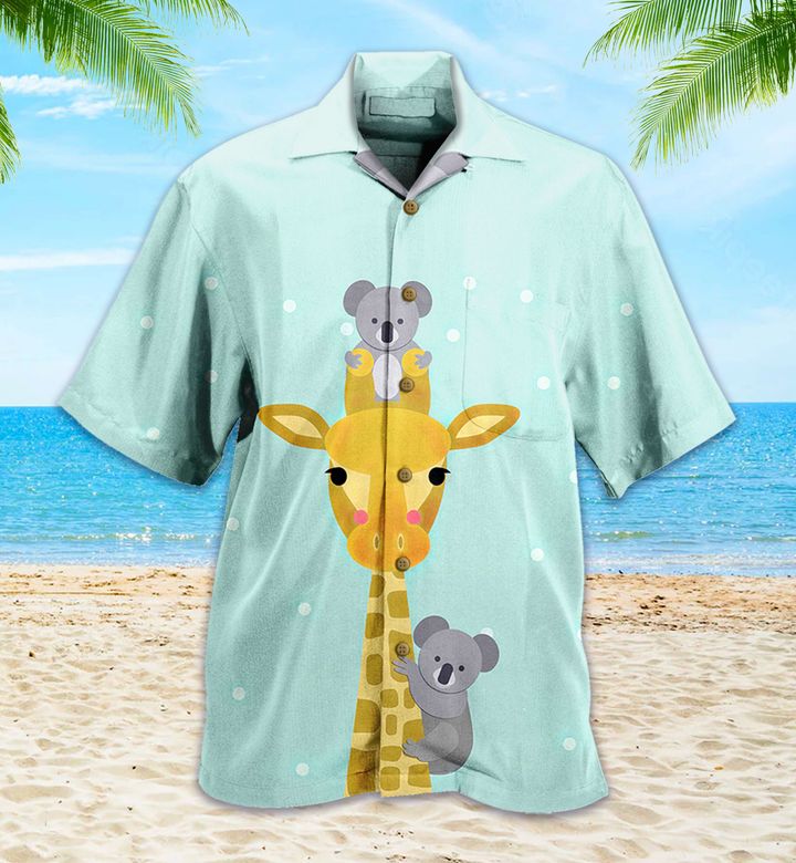 Koala Giraffe Green Hawaiian Shirt 3D Summer Gifts