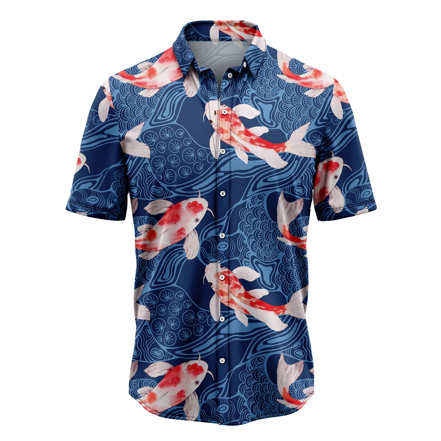 Koi Waves Hawaiian Shirt, Summer gift, Hawaiian Shirts for Men, Aloha Beach Shirt