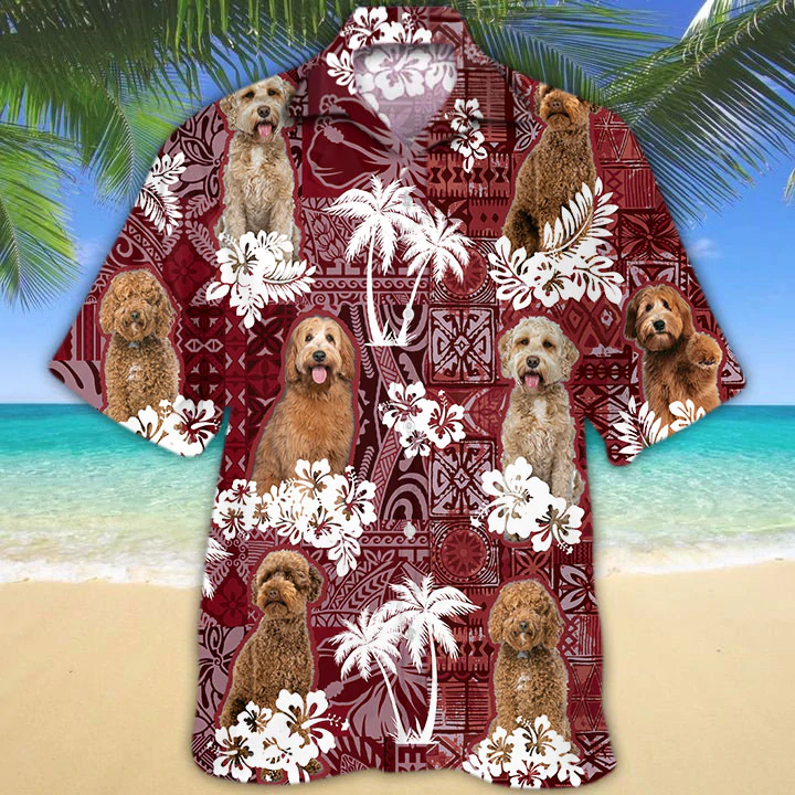 Labradoodle 2 Red Hawaiian Shirt, Gift for Dog Lover Shirts, Animal Summer Shirts