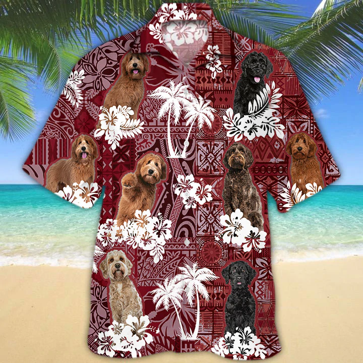 Labradoodle Red Hawaiian Shirt, Gift for Dog Lover Shirts, Animal Summer Shirts