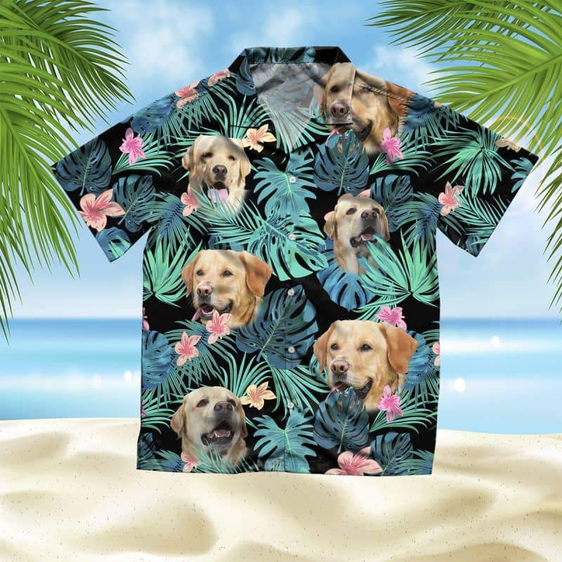 Labrador Retriever Hawaiian Shirt, Dog Summer Leaves Hawaiian Shirt, Unisex Print Aloha Short Sleeve Casual Shirt Summer Gifts