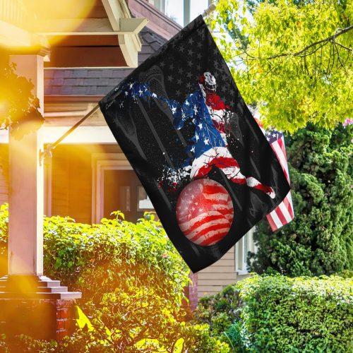 Lacrosse Player American Garden Flag, House Flag