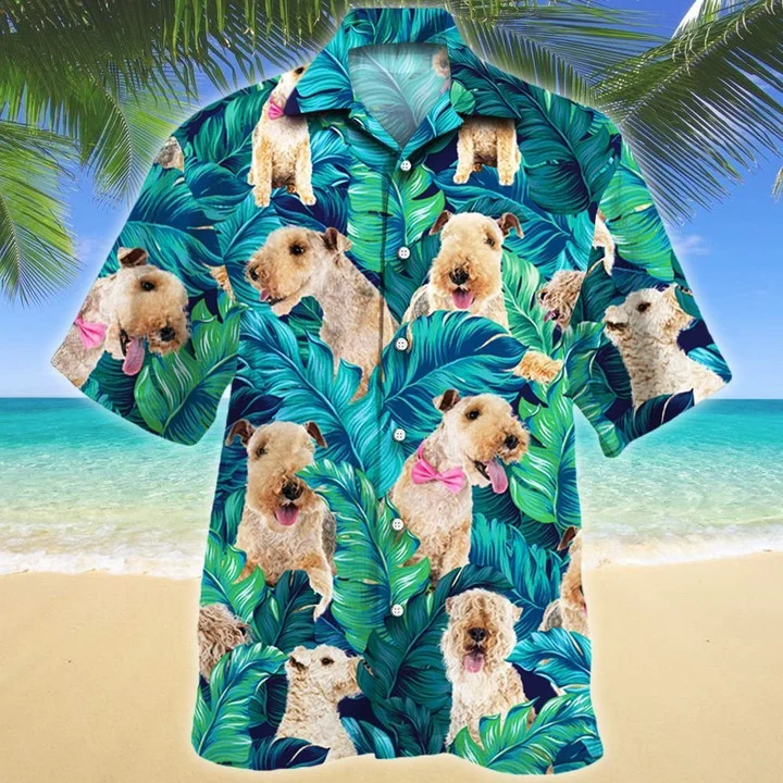 Lakeland Terrier Dog Lovers Summer Beach Palm Tree Hawaiian Shirt, Summer aloha hawaii shirt for Men women