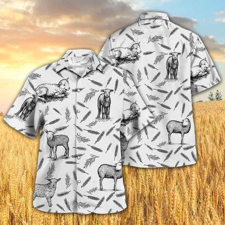 Lamb Pattern Hawaiian Shirt for Men, Women