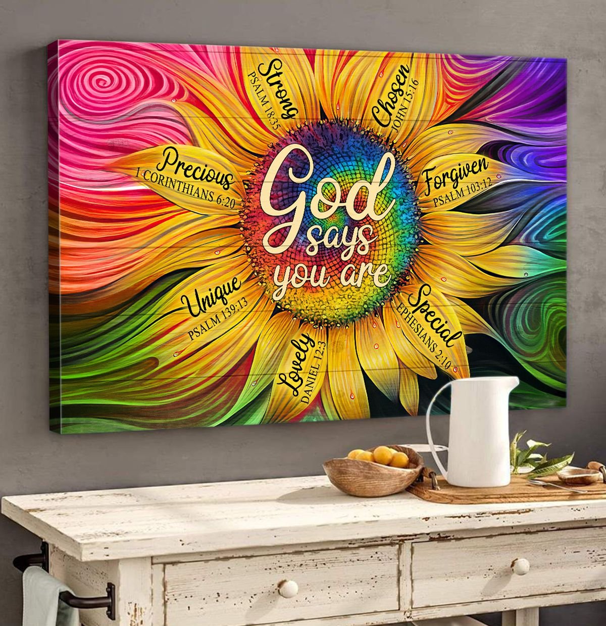 Landscape God Canvas Wall Art - Jesus Canvas Wall Art - Beautiful sunflower - God says you are Canvas