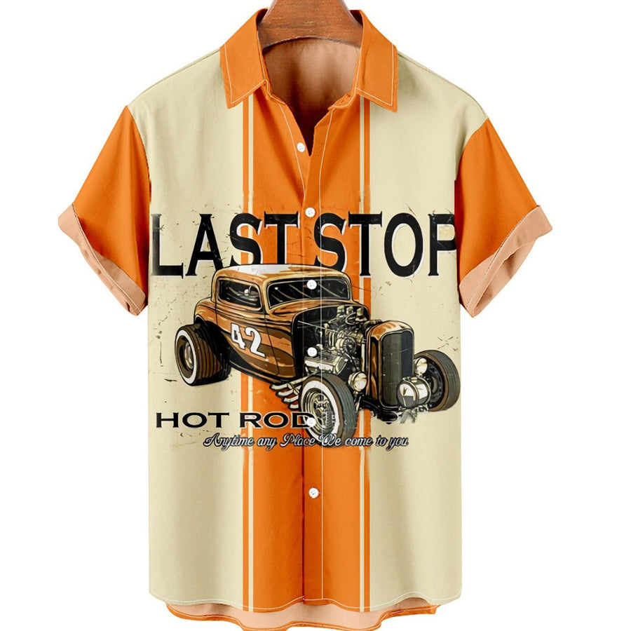 Last stop Men's Retro Car Casual Contrast Shirt, Hawaiian shirt vintage, Hawaii shirts mens