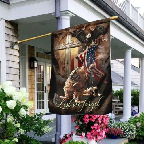 Lest We Forget American Memorial Flag Decor Decorative Seasonal Outdoor Weather Resistant Double Sided Print Gift For Friend Family