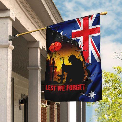 Lest We Forget Remember Memorial Day Veterans In Australia Garden Flag, House Flag