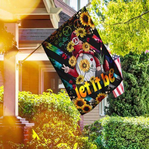 Let It Be Gnome Happy Peace Garden Flag, House Flag