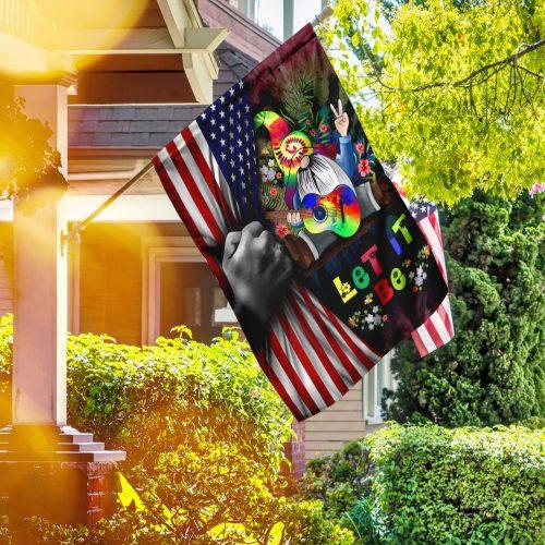 Let It Be Gnome Hippie American US Garden Flag, House Flag