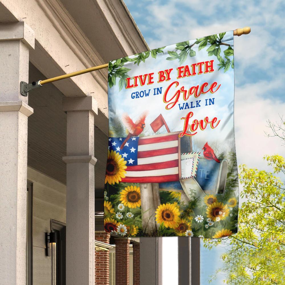 Live By Faith Walk In Love Red Cardinal Mailbox Flag, Garden Flag