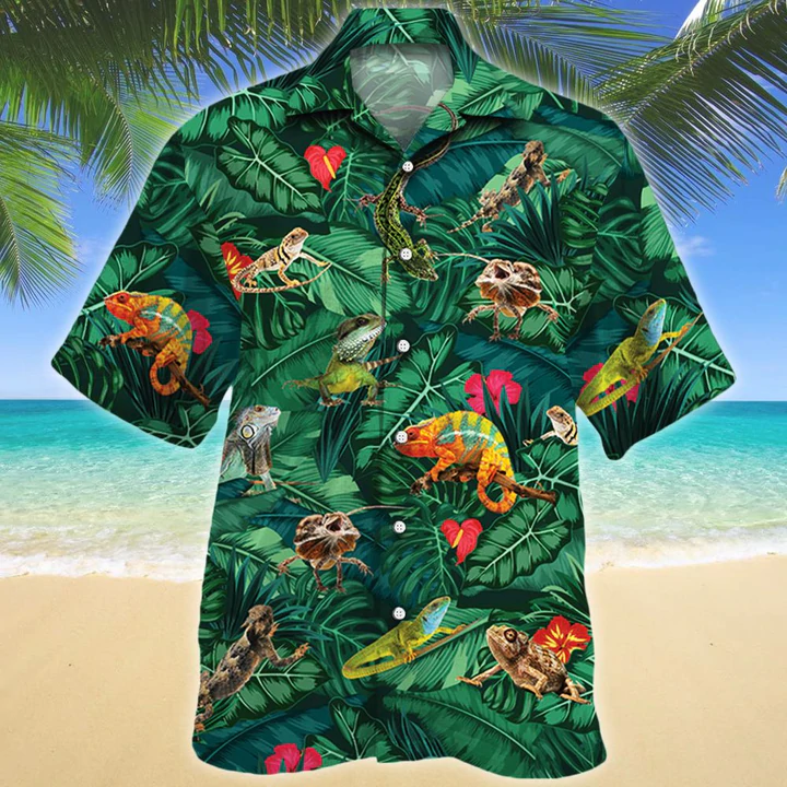 Lizard Lovers Gift Hawaiian Shirt, Animal Hawaiian Shirt Men, women, Short Sleeve Hawaiian Aloha Shirt