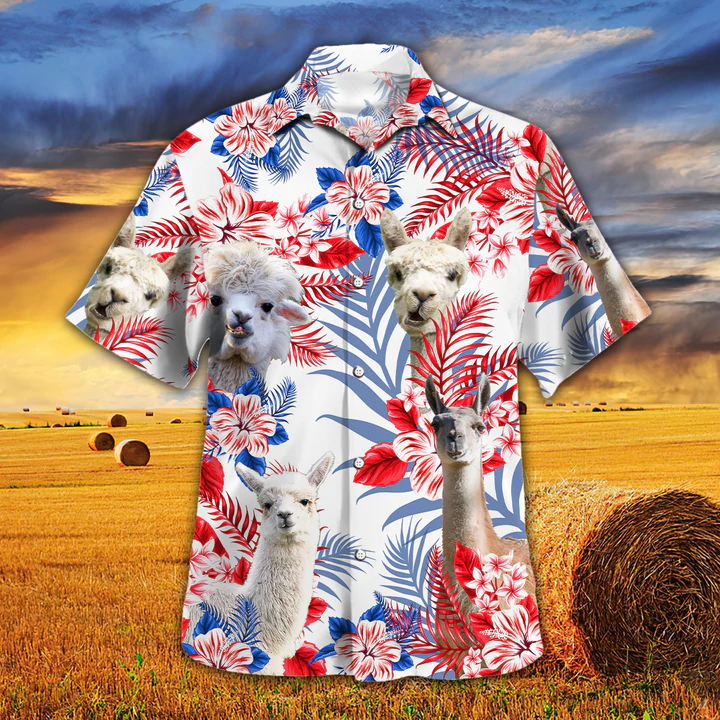 Llama Lovers American Flag Hawaiian Shirt, Llama aloha Hawaiian shirt, Hawaiian shirt men, Hawaiian shirt women