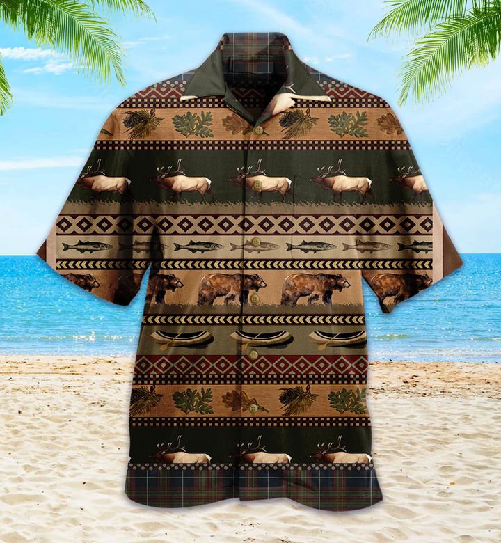 Lodge Bear Brown Hawaiian Shirt 3D Summer Gifts