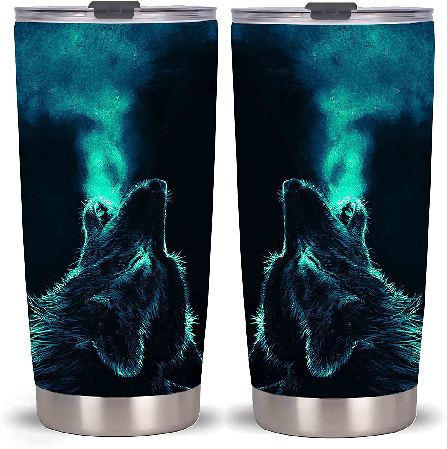 Lonely Wolf Tumbler, Lonely Wolf Tumbler -Stainless Steel Travel Mug With Lid And Straw