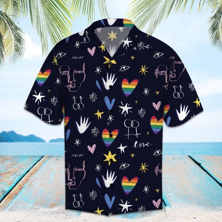 Love Amazing Lgbt Hawaiian Shirt, Short Sleeve Hawaiian Aloha Shirt for men and women