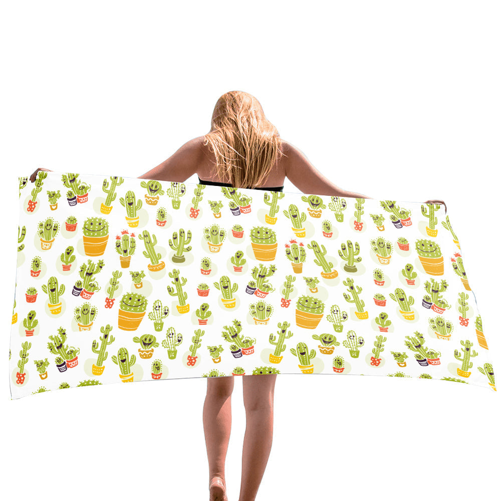 Lovely Cactus Beach Towel, Towel Gift For Camping, Sports, Beach, Backpacking, Yoga, Gym, Travel Beach Towels for Women Men Girls