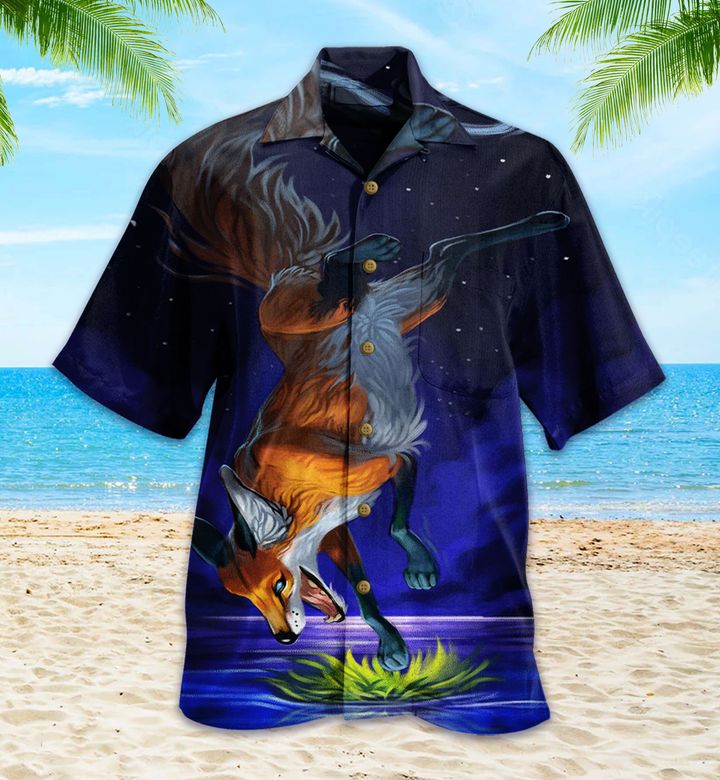 Magic Fox Blue Hawaiian Shirt 3D, Fox Lover Hawaiian Shirt For Men & Women Summer Gifts