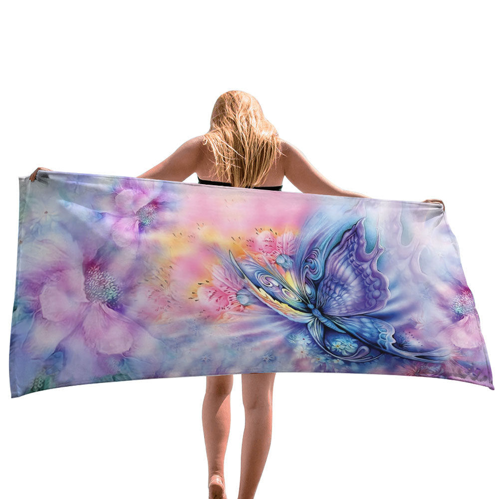 Magical Butterfly Beach Towel, Towel Gift For Camping, Sports, Beach, Backpacking, Yoga, Gym, Travel Beach Towels for Women Men Girls