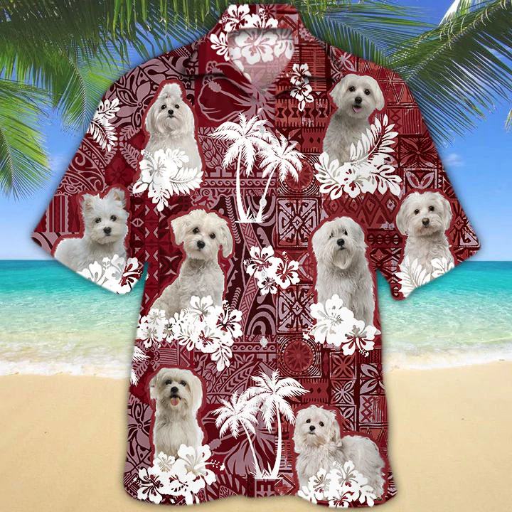 Maltese Hawaiian Shirt, Gift for Dog Lover Shirts, Maltese Beach Shirt, Men's Hawaiian shirt