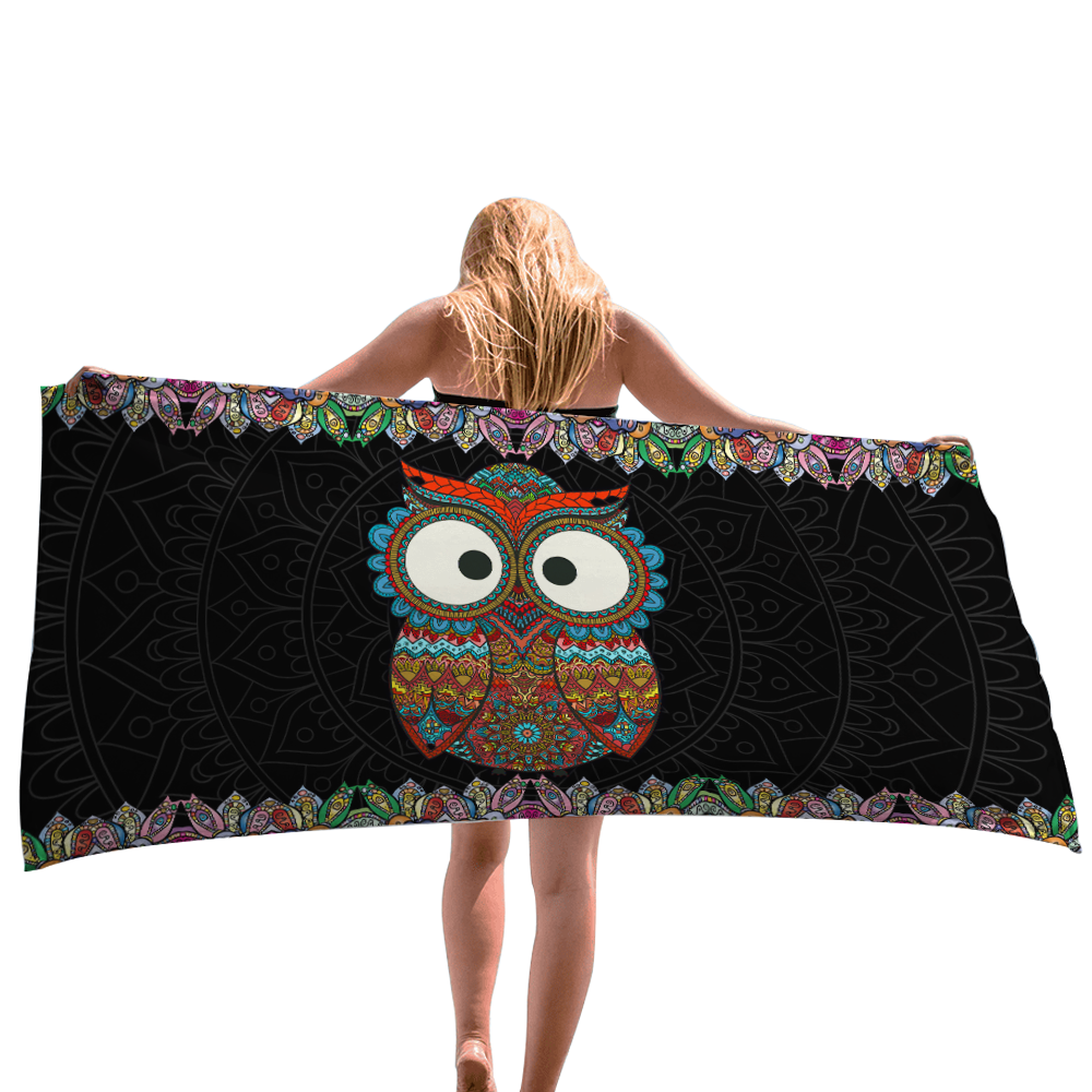 Mandala Lovely Owl Beach Towel, Towel Gift For Camping, Sports, Beach, Backpacking, Yoga, Gym, Travel Beach Towels for Women Men Girls