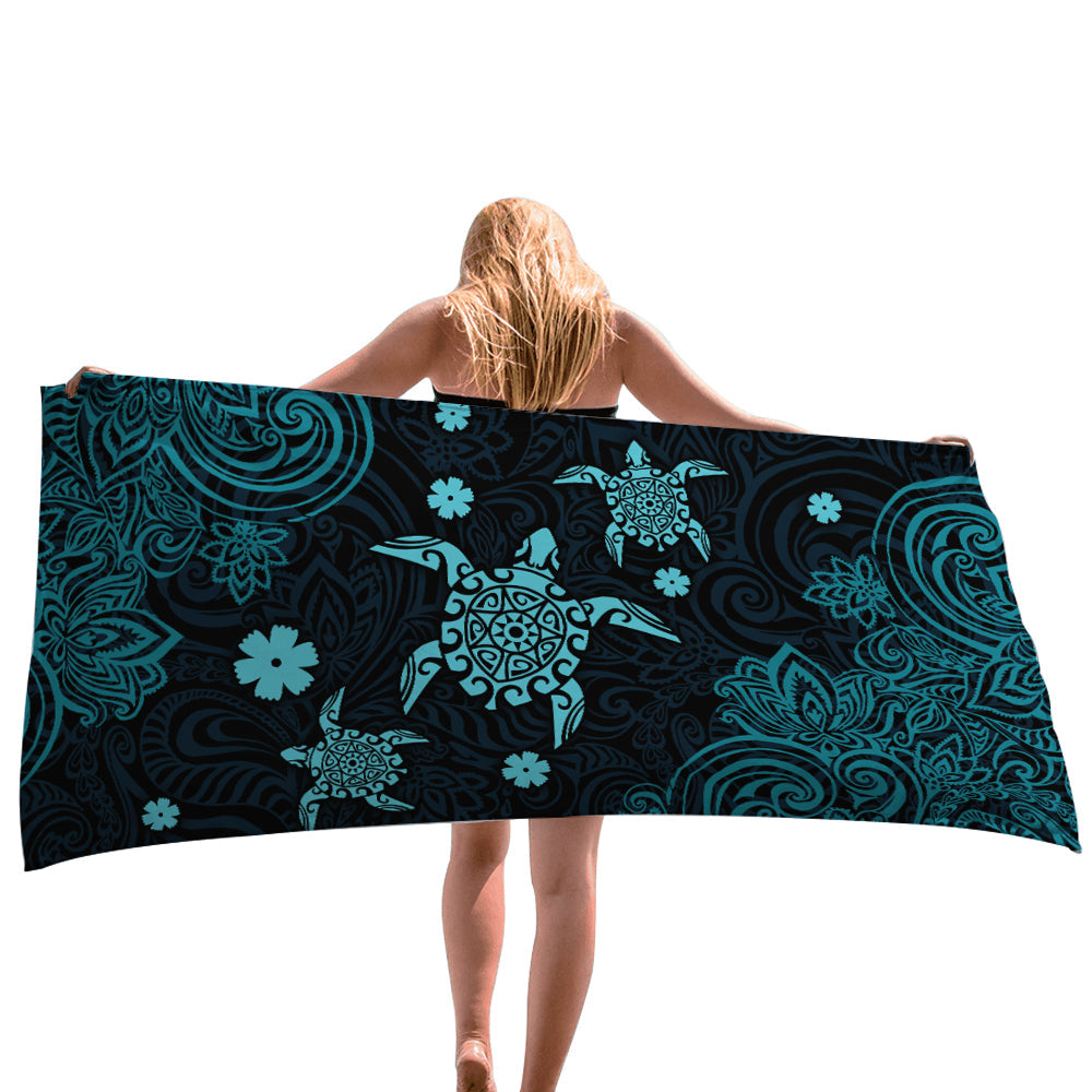 Mandala Turquoise Turtle Beach Towel, Towel Gift For Camping, Sports, Beach, Backpacking, Yoga, Gym, Travel Beach Towels for Women Men Girls