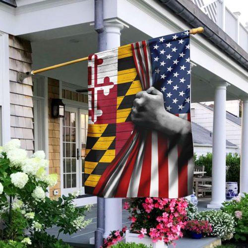 Maryland And American Garden Flag, House Flag